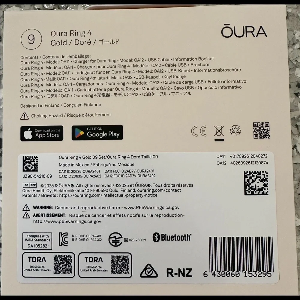 New Oura Ring 4 Gold (Size 9)